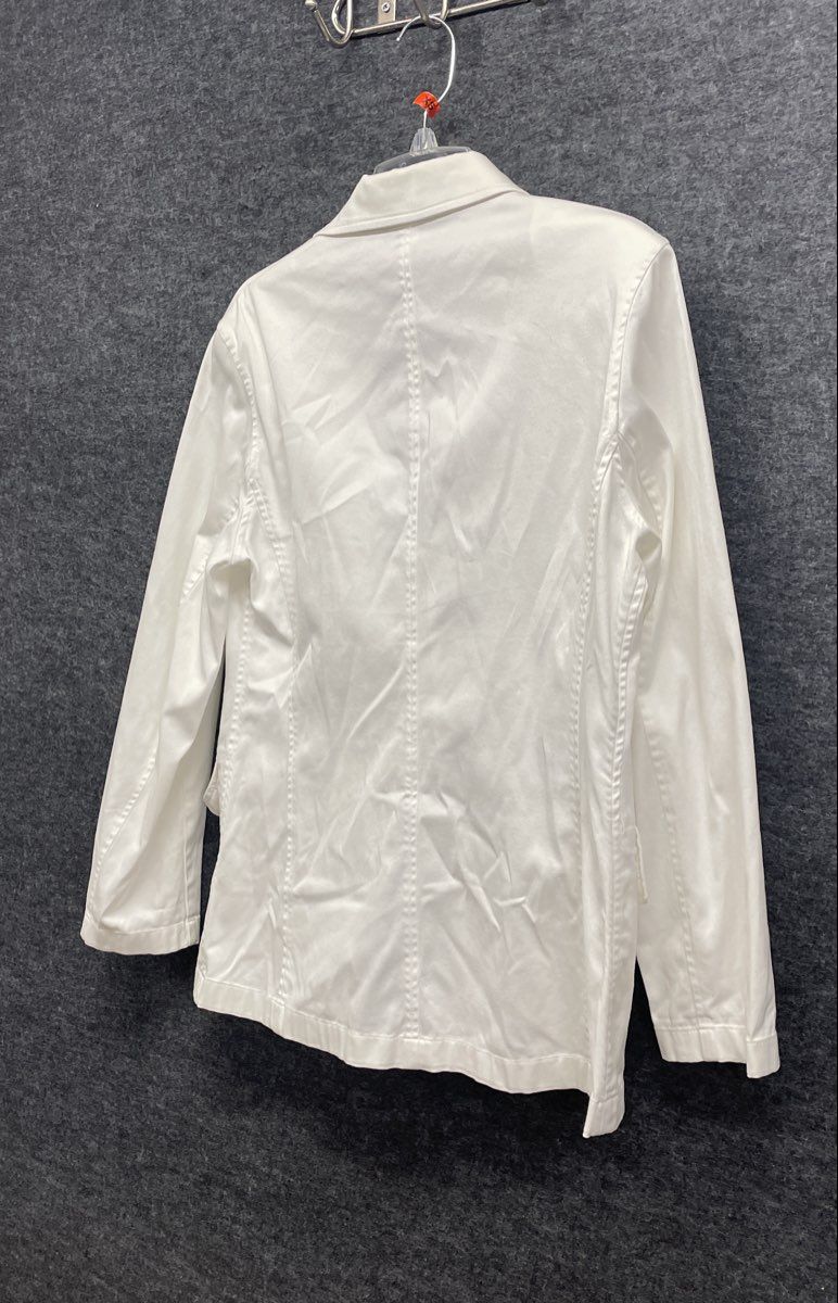 Chico's Women's White Cotton Stretch Single Breasted Blazer Jacket Size 1