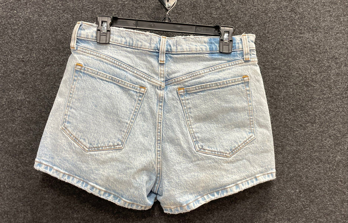 Abercrombie & Fitch Women's The Mom Short High Rise Distressed Light Wash Sz 8