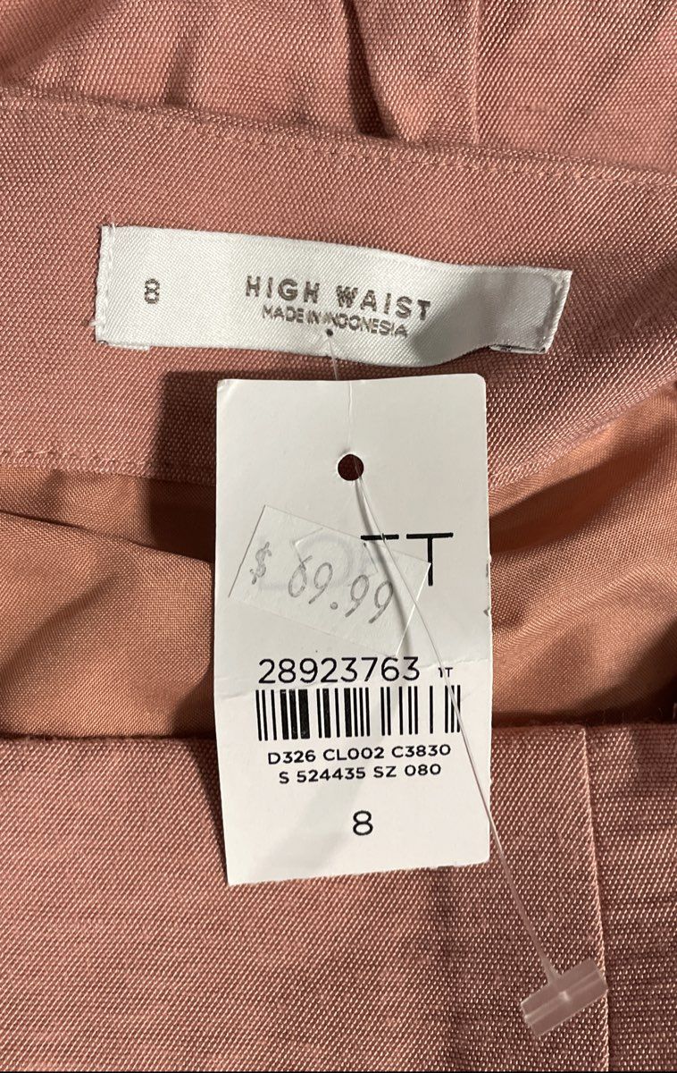 Loft Women's Salmon High Waisted Wide Leg Pleated Button Fly Pants Sz 8 NWT
