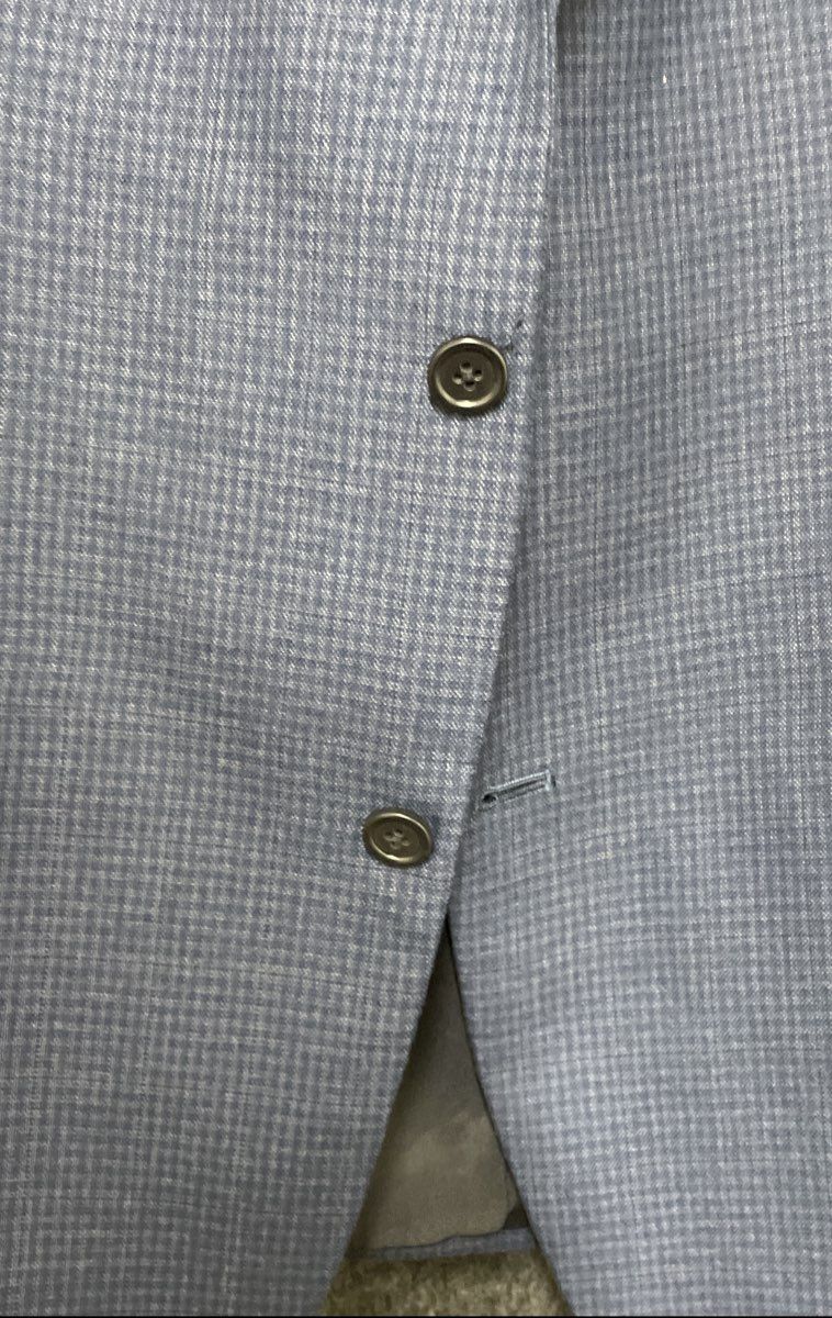 Michael Michael Kors Men's Blue Micro Check Notch Lapel Two Button Blazer Sz 46R