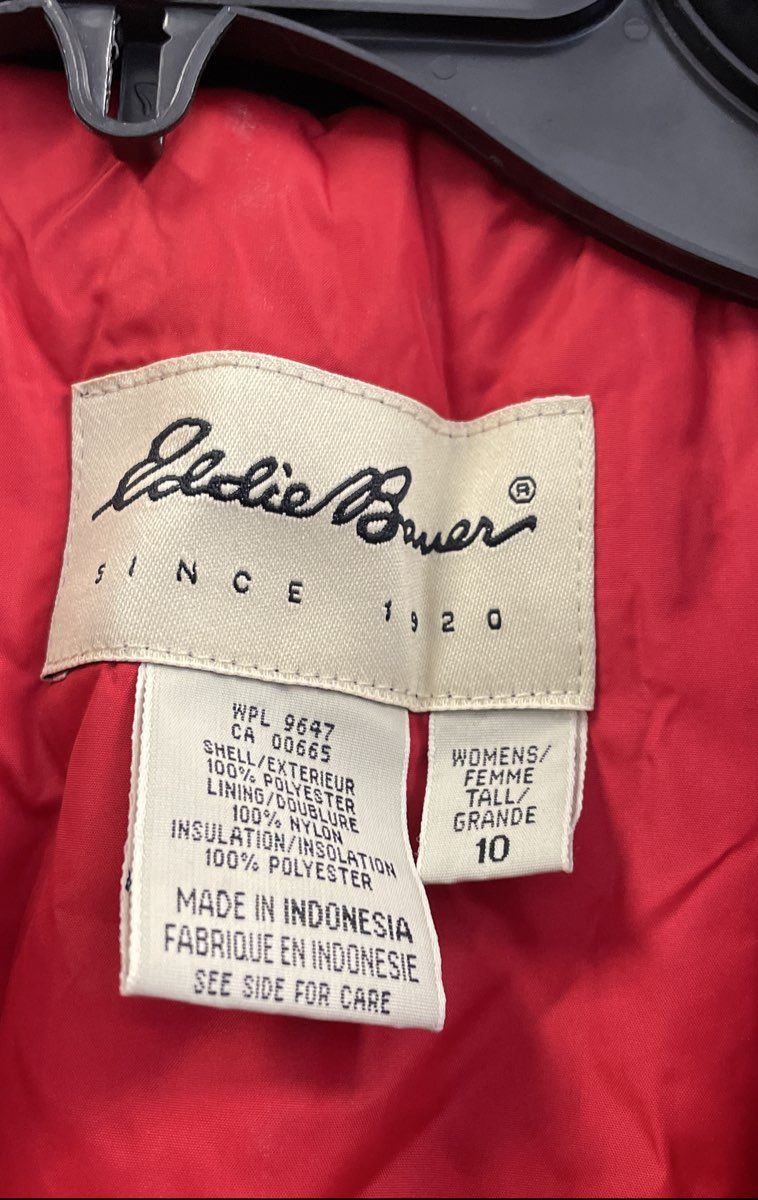 Vintage Y2K Eddie Bauer Women's Red Belted One Piece Ski Snow Suit Sz 10 Tall