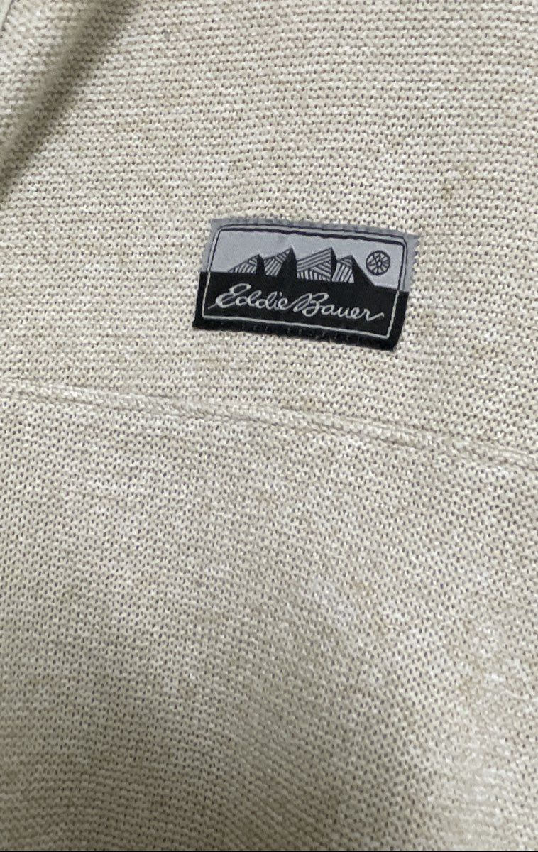 Eddie Bauer Men's Beige Quarter-Snap Sweater Fleece Pullover Size Large