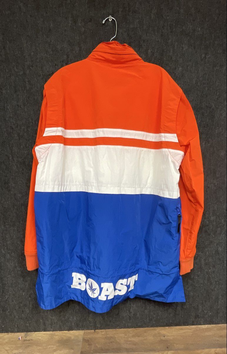Boast Men's Windbreaker Pullover Orange White Blue Colorblock Anorak XL
