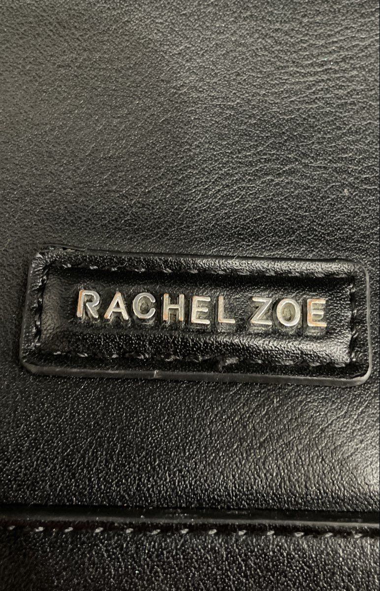 Rachel Zoe Black Leather Large Tote Bag Handbag Silver Hardware