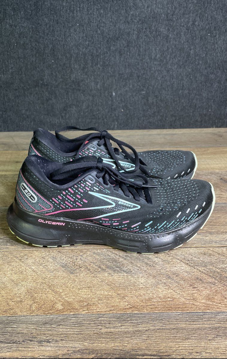 Brooks Glycerin 20 Black Teal Pink Women's Running Shoes Size 7.5