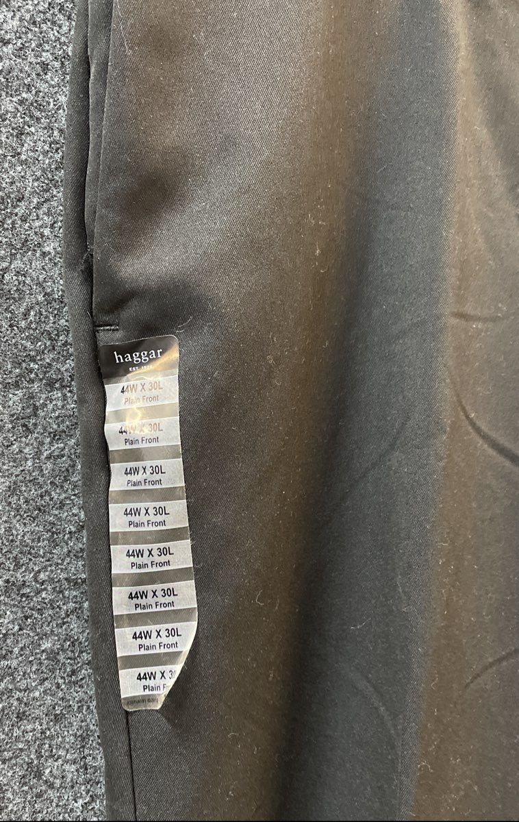 Haggar Men's Black Cool 18 Classic Fit Flat Front Flex Waist Pants 44x30 NWT