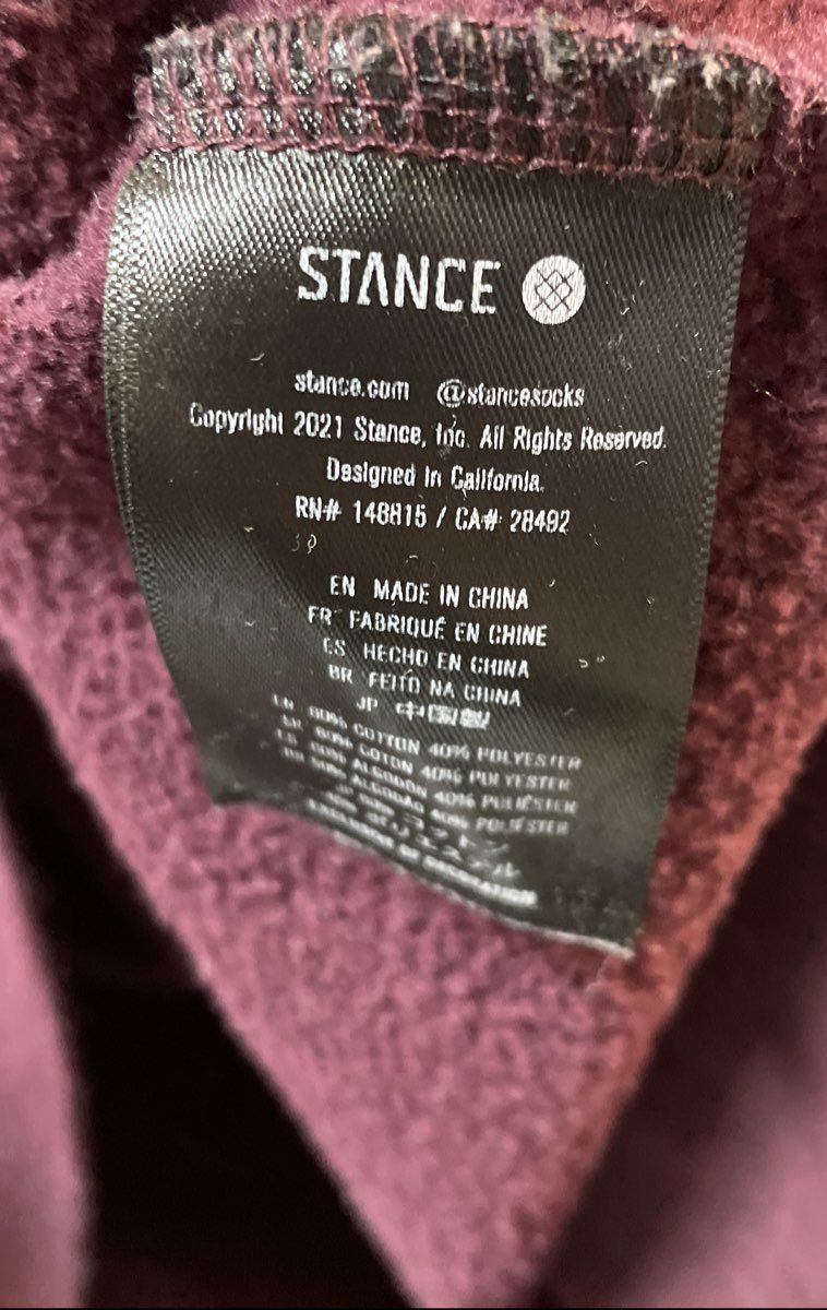 Stance Men's Burgundy Graphic Pullover Funnel Neck Fleece Hoodie Sz L