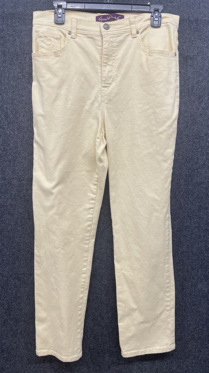 Gloria Vanderbilt Women's Amanda Pants Pale Yellow High Rise Stretch Sz 10