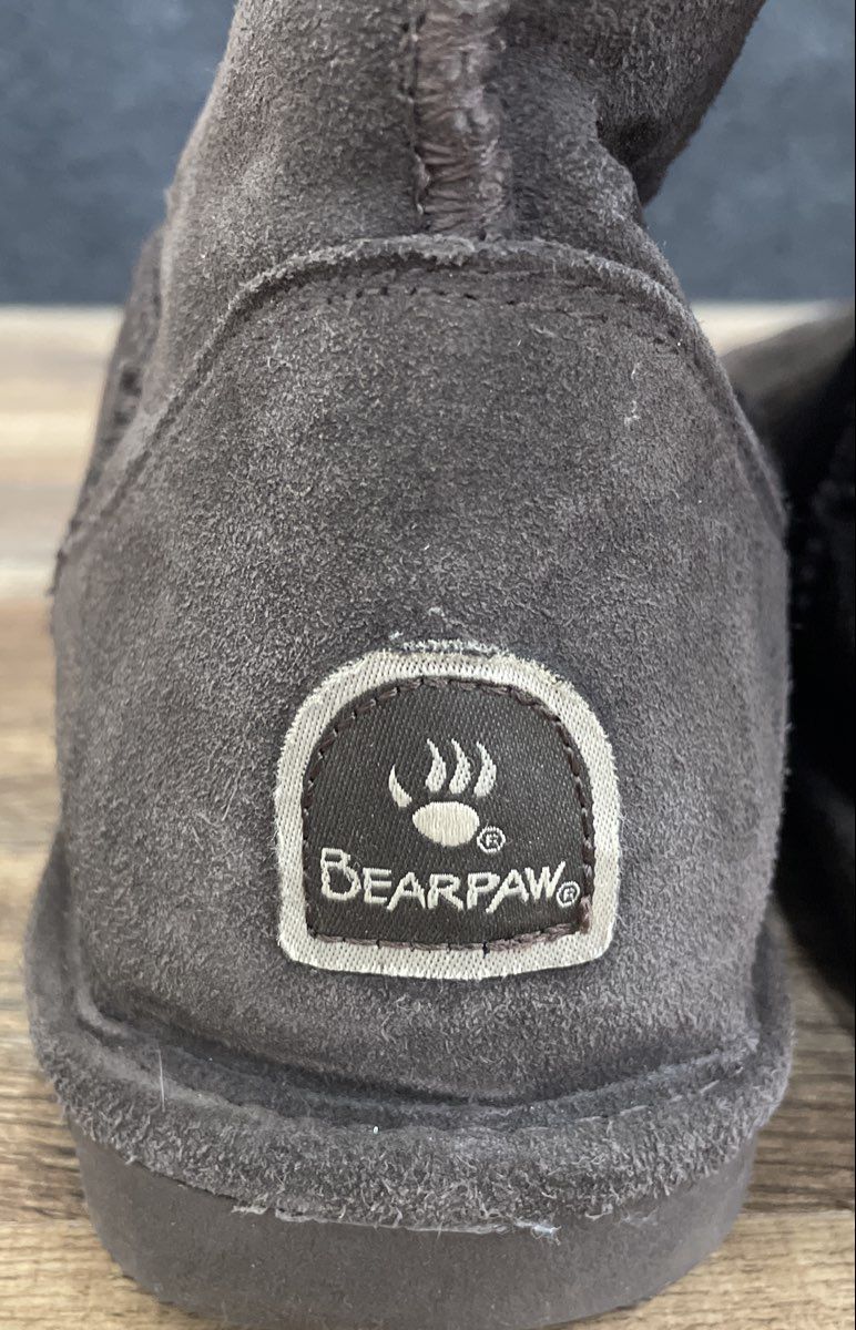 Bearpaw Dark Brown Suede Sheepskin Lining Mid-Calf Boots Women's Size 10