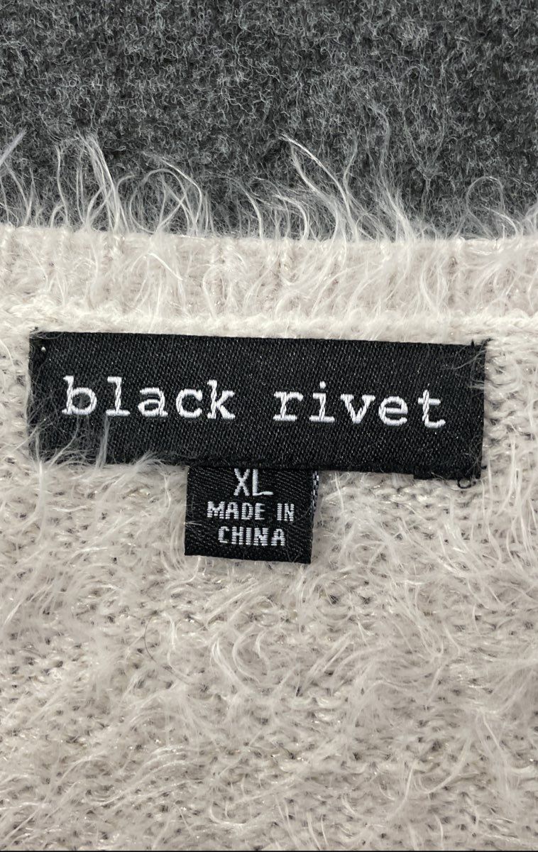 Black Rivet Women's Eyelash Knit Sweater Cream Sloth Sequin Heart Metallic XL