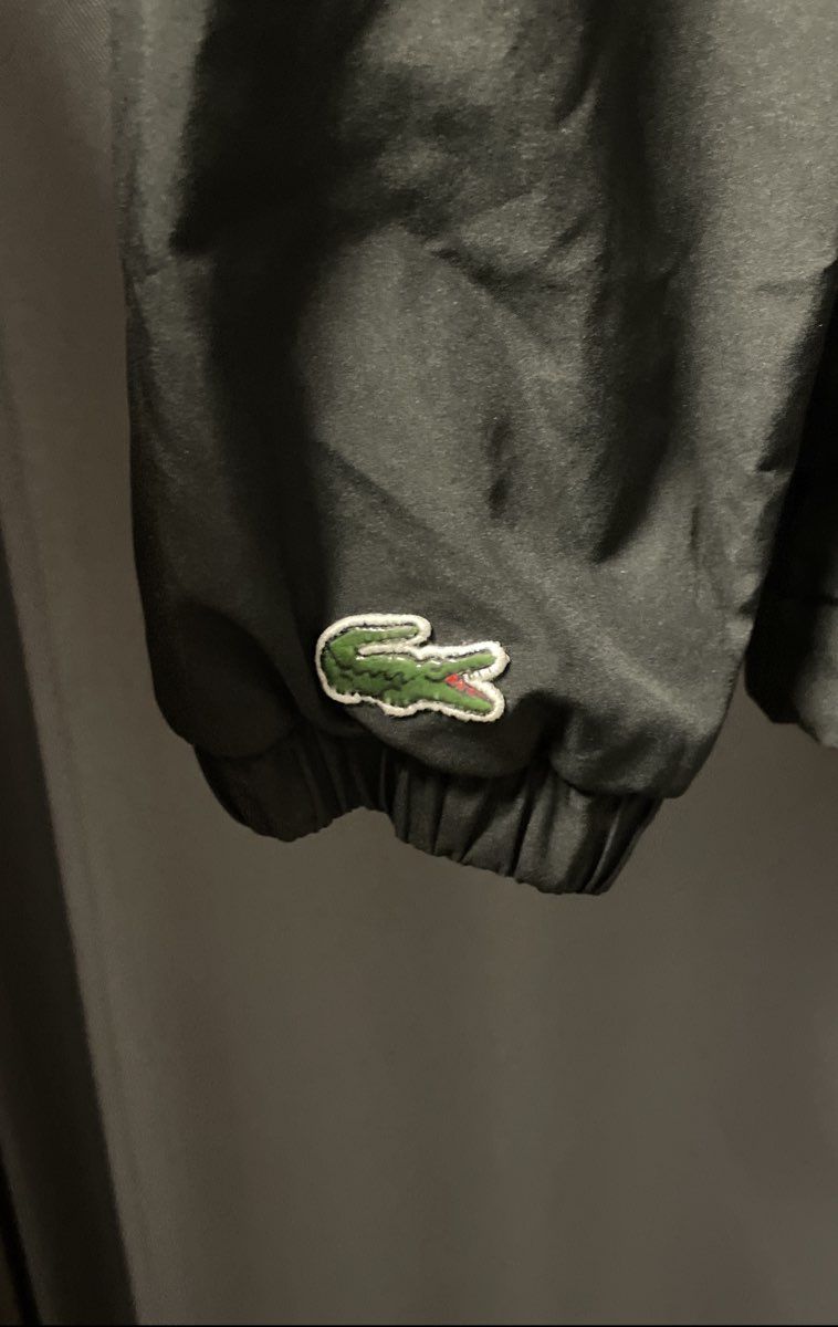 Lacoste Live Men's Black Script Logo Coach Jacket Snap Button Drawstring Sz S
