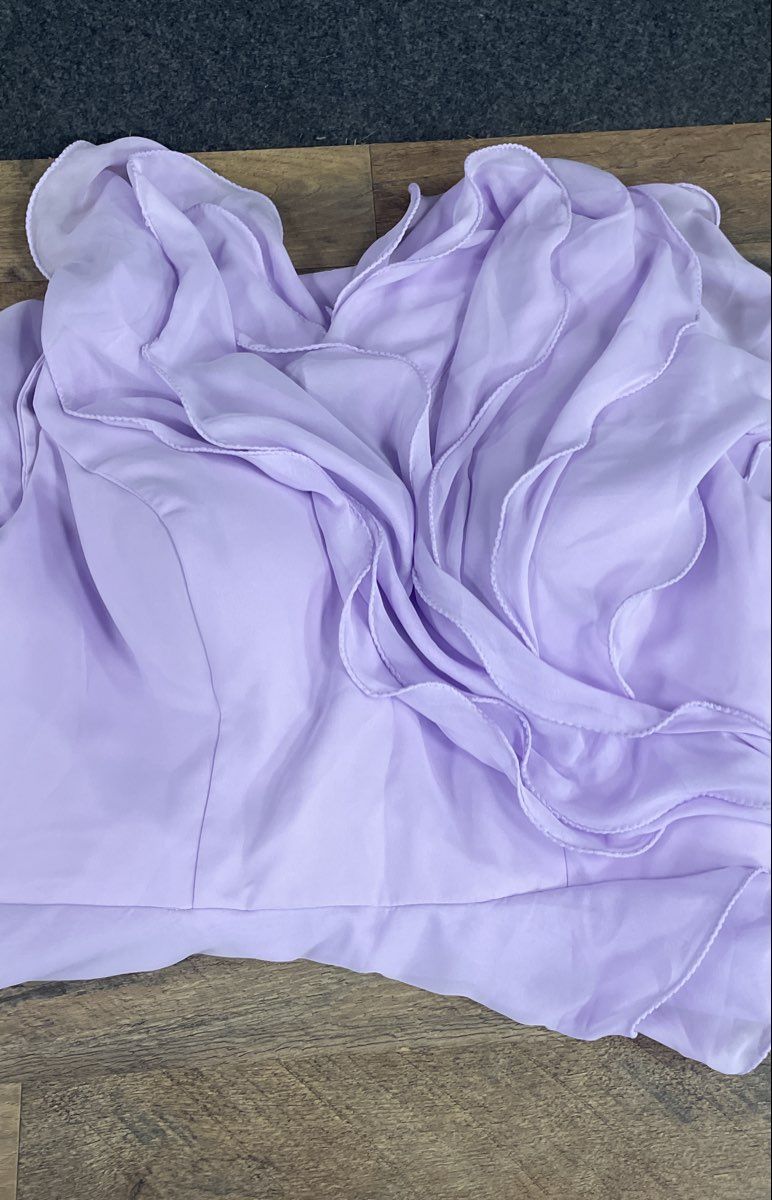 Women's Lavender Purple Chiffon Ruffle V-Neck Bridesmaid Maxi Dress Sz 16W