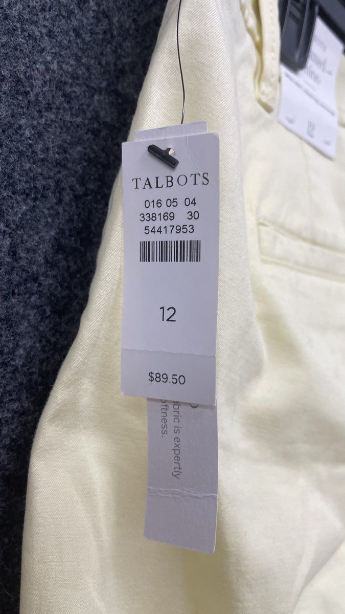 Talbots Women's Yellow Relaxed Chino Pants NWT Stretch Cotton Tapered Size 12