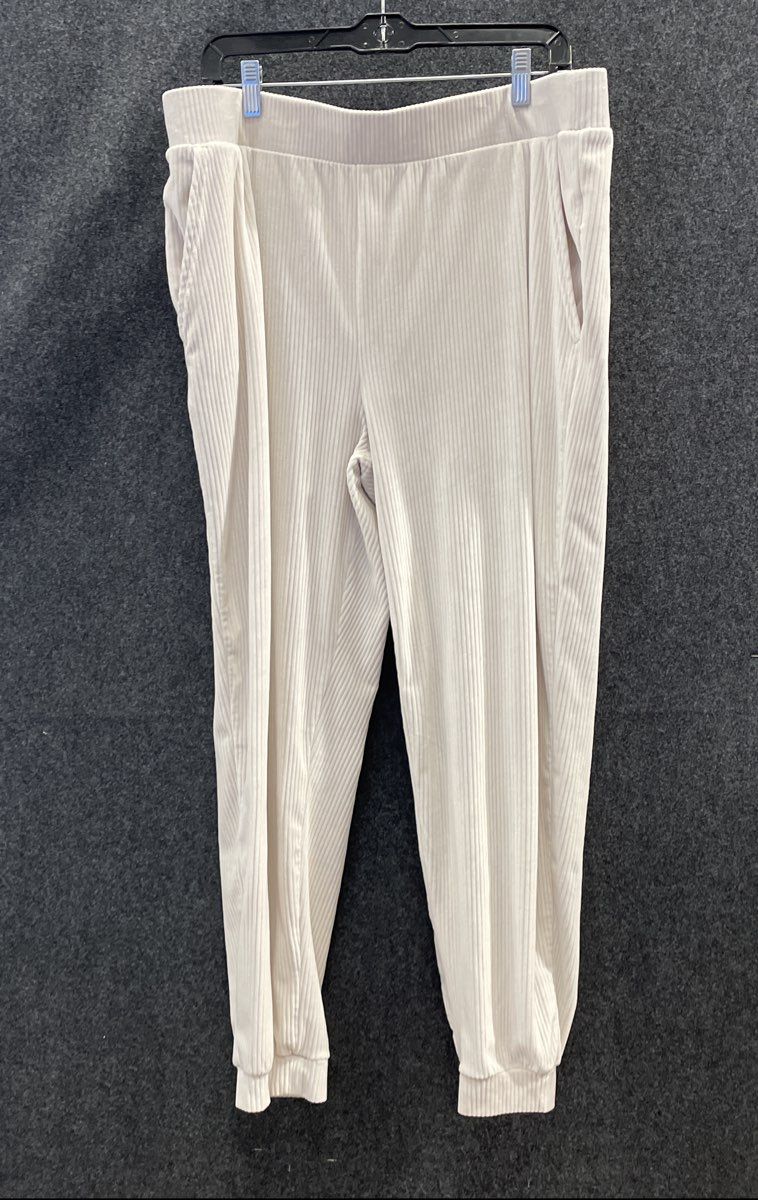 Avia Women's White Ribbed Velour Elastic Waist Jogger Pants Sz XL 16-18