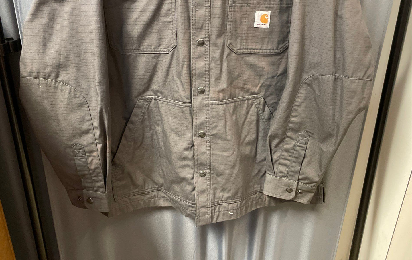 Carhartt Ripstop Flannel Lined Gray Shirt Jacket Shacket Sz XL