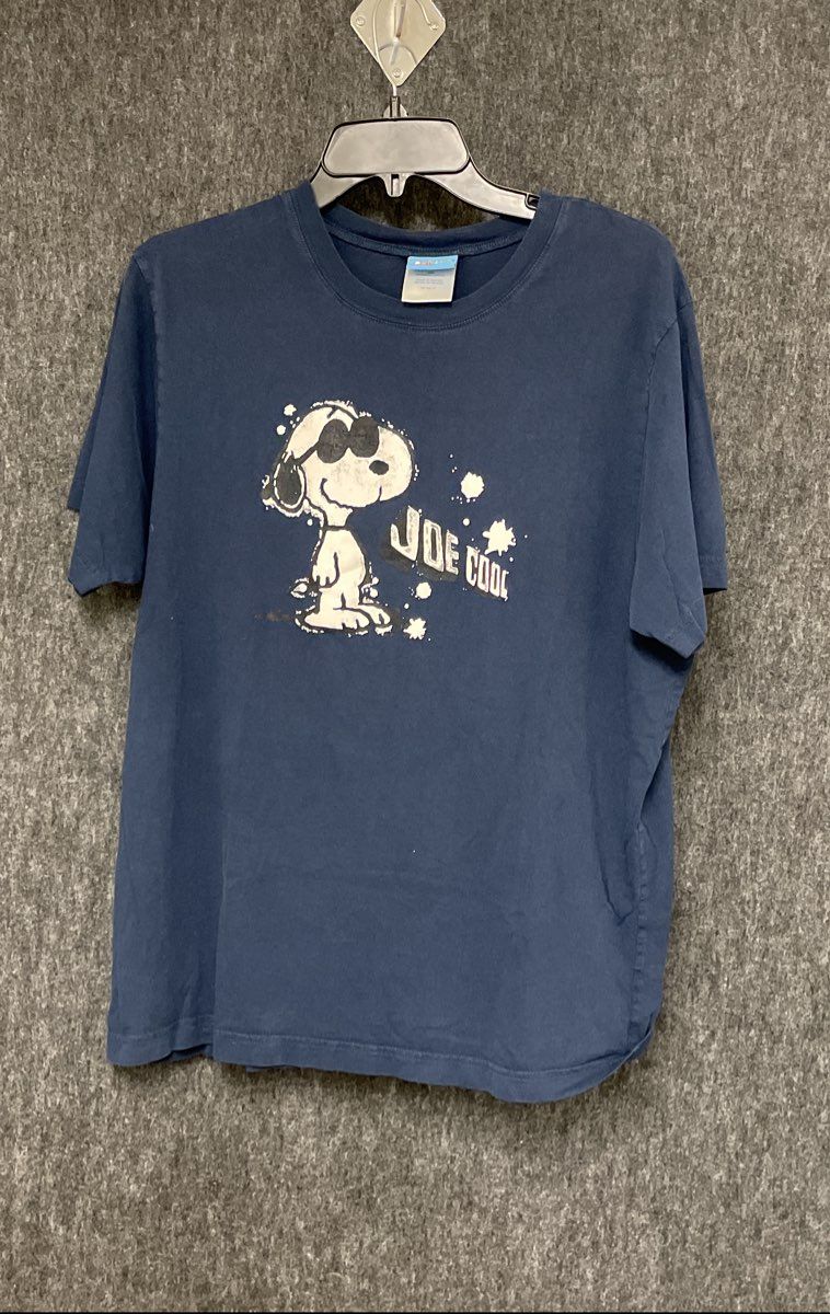 Peanuts Snoopy Joe Cool Distressed Faded Navy Blue T-Shirt Sz S/M