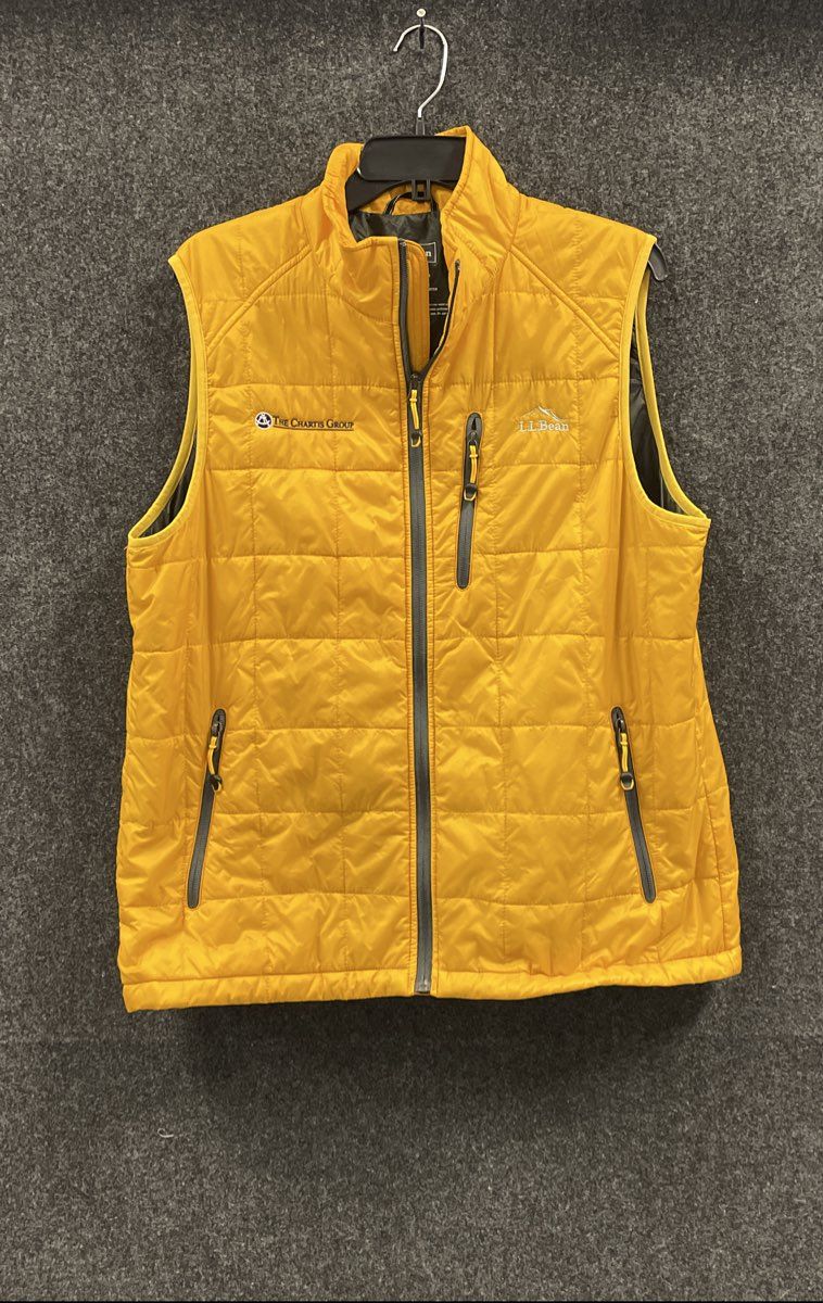 L.L. Bean Men's PrimaLoft Packaway Puffer Vest Yellow Insulated Full Zip Sz L