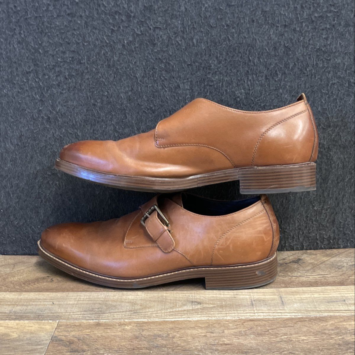 Cole Haan Tan Leather Single Monk Strap Dress Shoes Men's Size 12