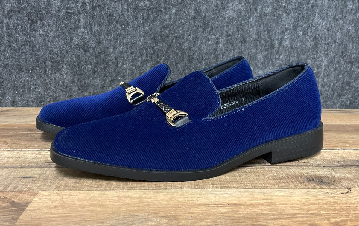 Easy Strider Royal Blue Ribbed Velvet Bit Loafer Dress Shoes Size 7