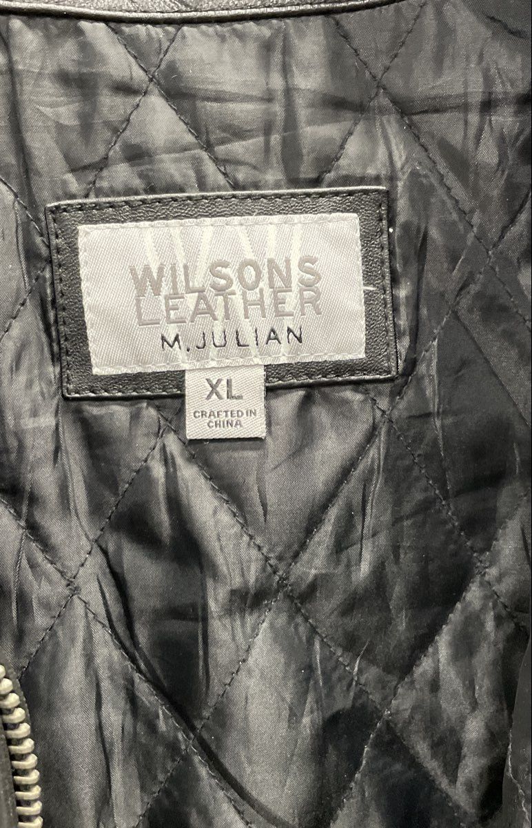 Wilsons Leather M. Julian Men's Black Quilted Lined Zip Up Bomber Jacket Sz XL