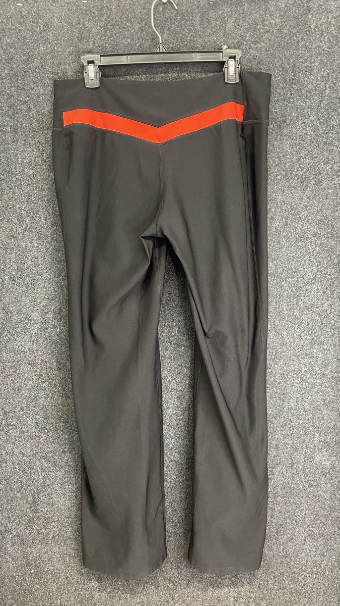 Nike Women's Dri-FIT Yoga Pants Black Orange Flare Leg Performance Sz L