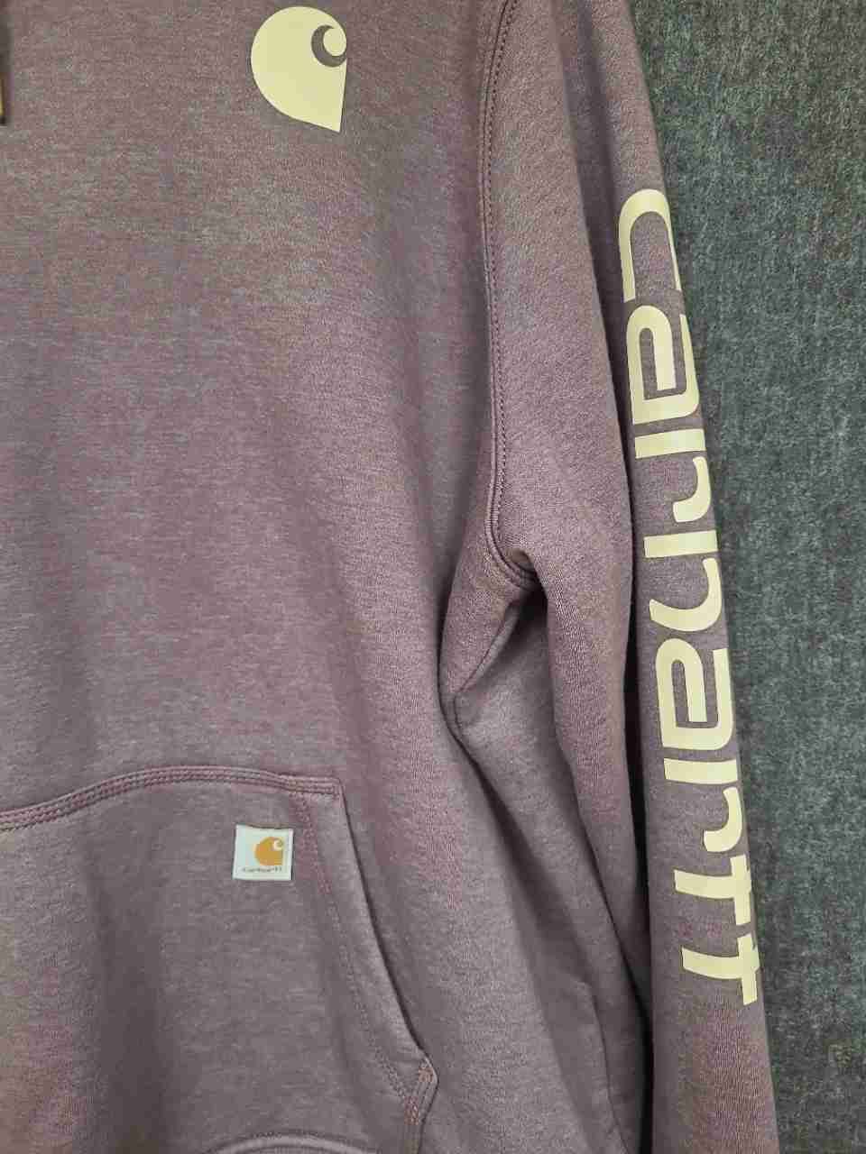 Carhartt Women's Heathered Purple Clarksburg Graphic Sleeve Relaxed Hoodie XL