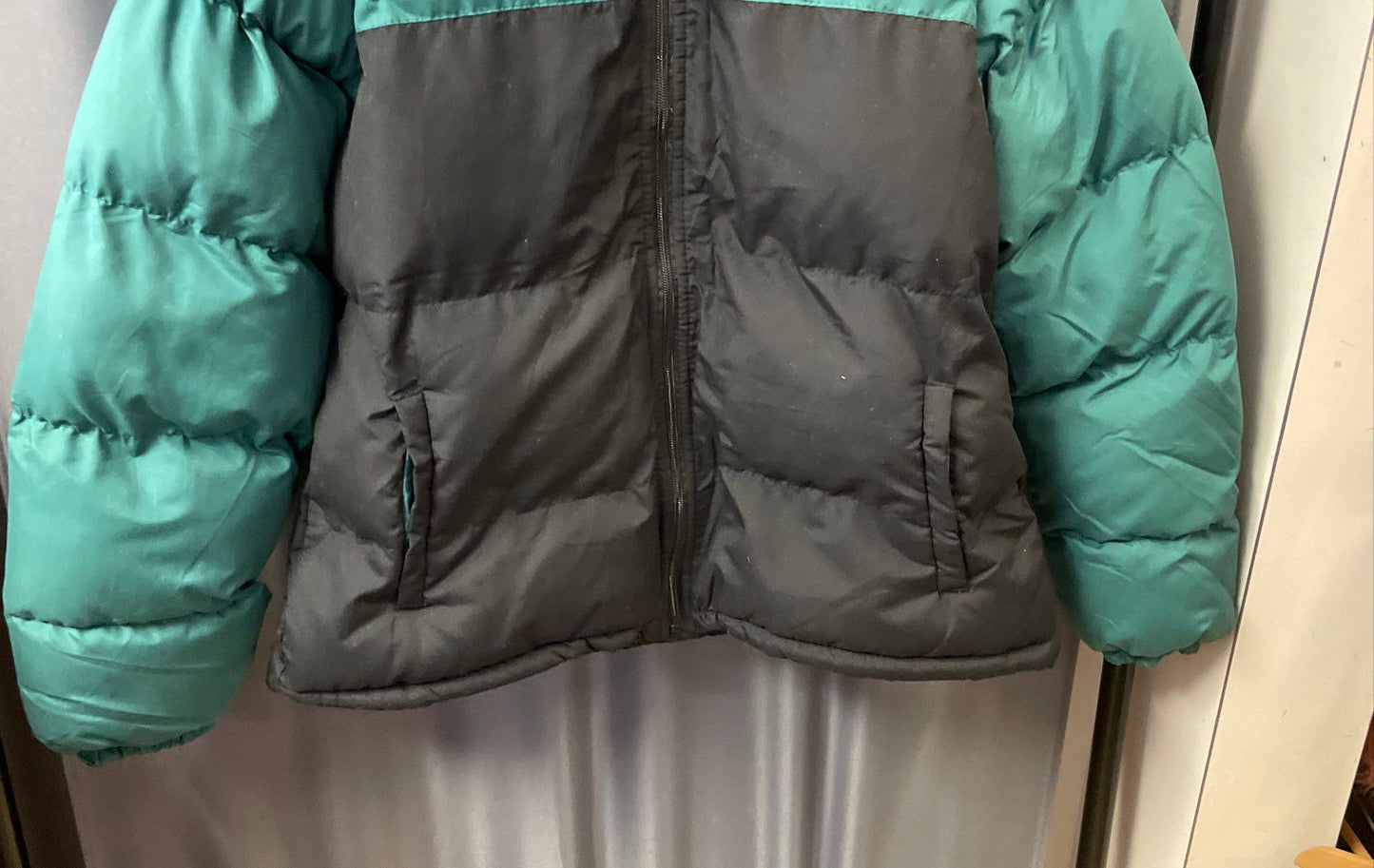 Operation Warm Green Black Colorblock Hooded Puffer Parka Jacket NWT Sz M