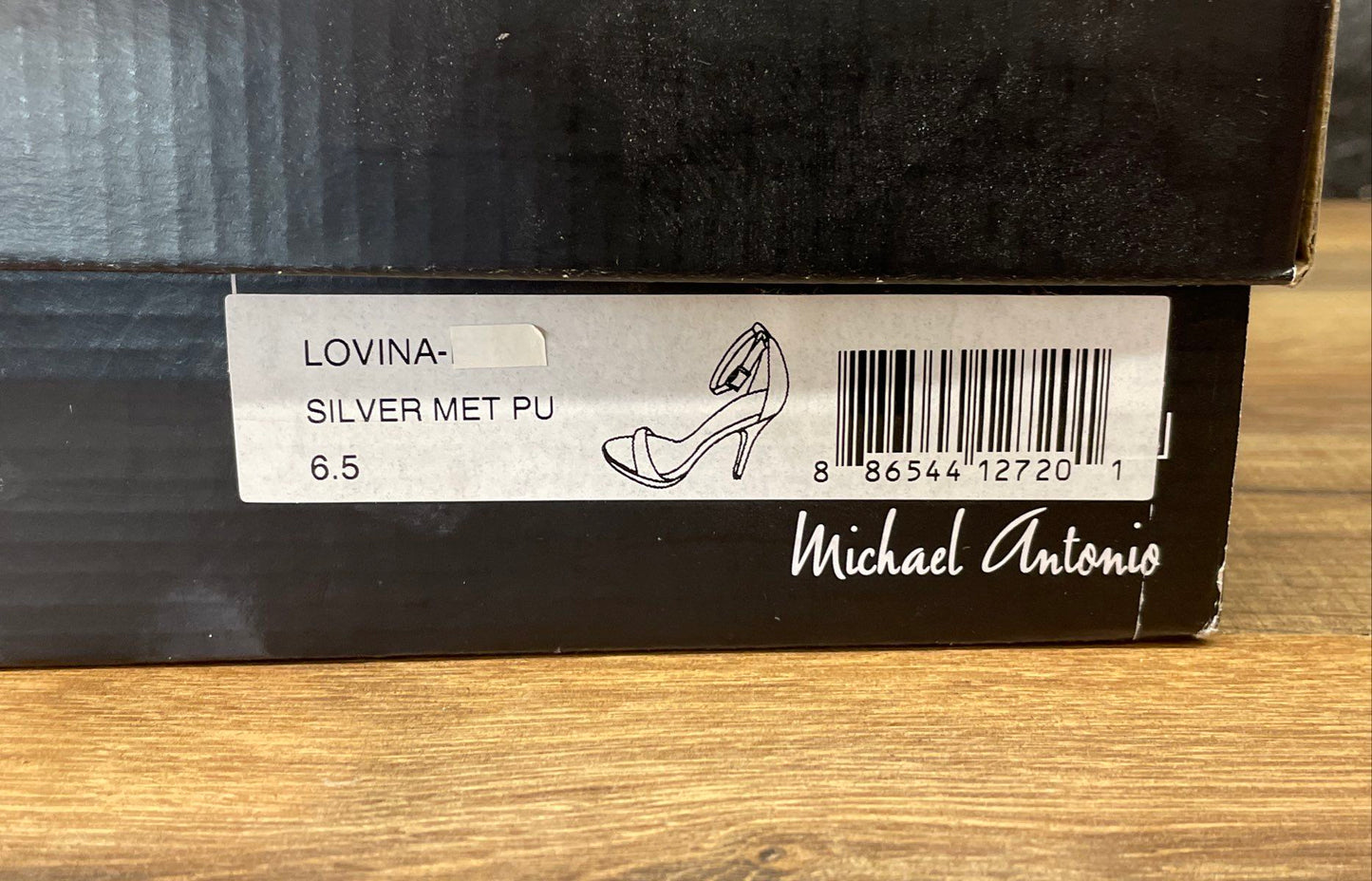 Michael Antonio Lovina Silver Metallic Ankle Strap D'Orsay High Heels Size 6.5