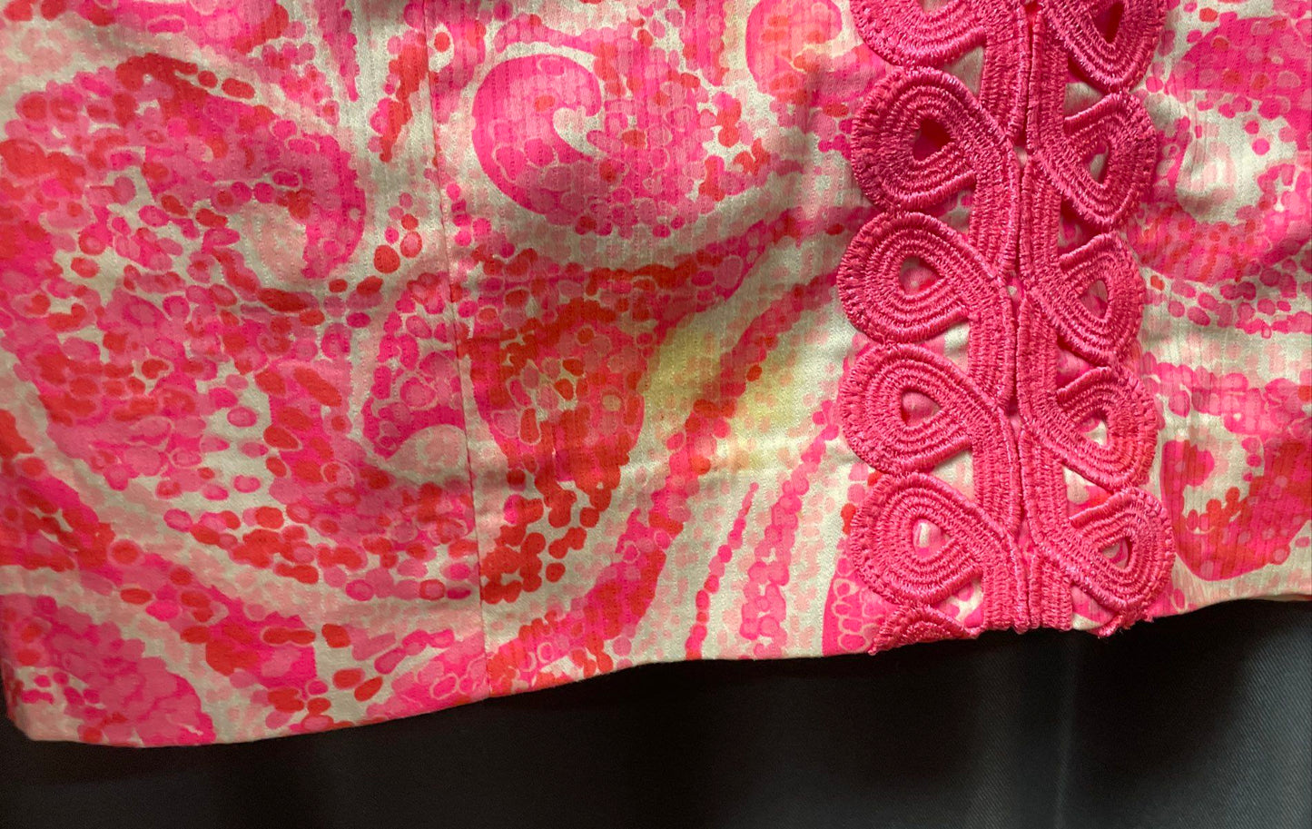 Lilly Pulitzer Women's Pink Paisley Pin V-Front Dress Soutache Trim Sz 4