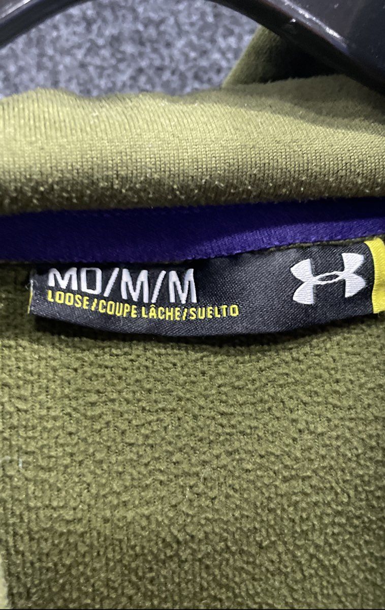 Under Armour Men's Green Hoodie USA Flag Logo Pullover Fleece Loose Fit Sz M