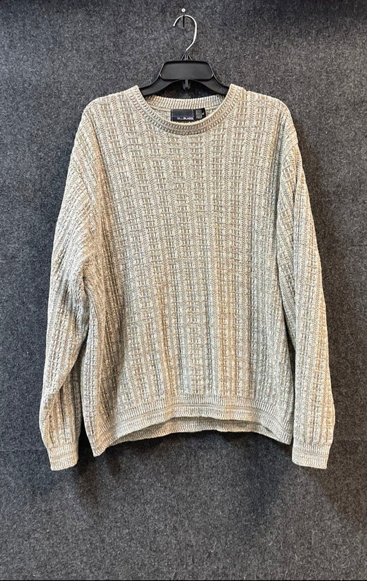 Vintage 90s Bill Blass Men's Gray Textured Knit Crewneck Sweater Sz XL USA Made