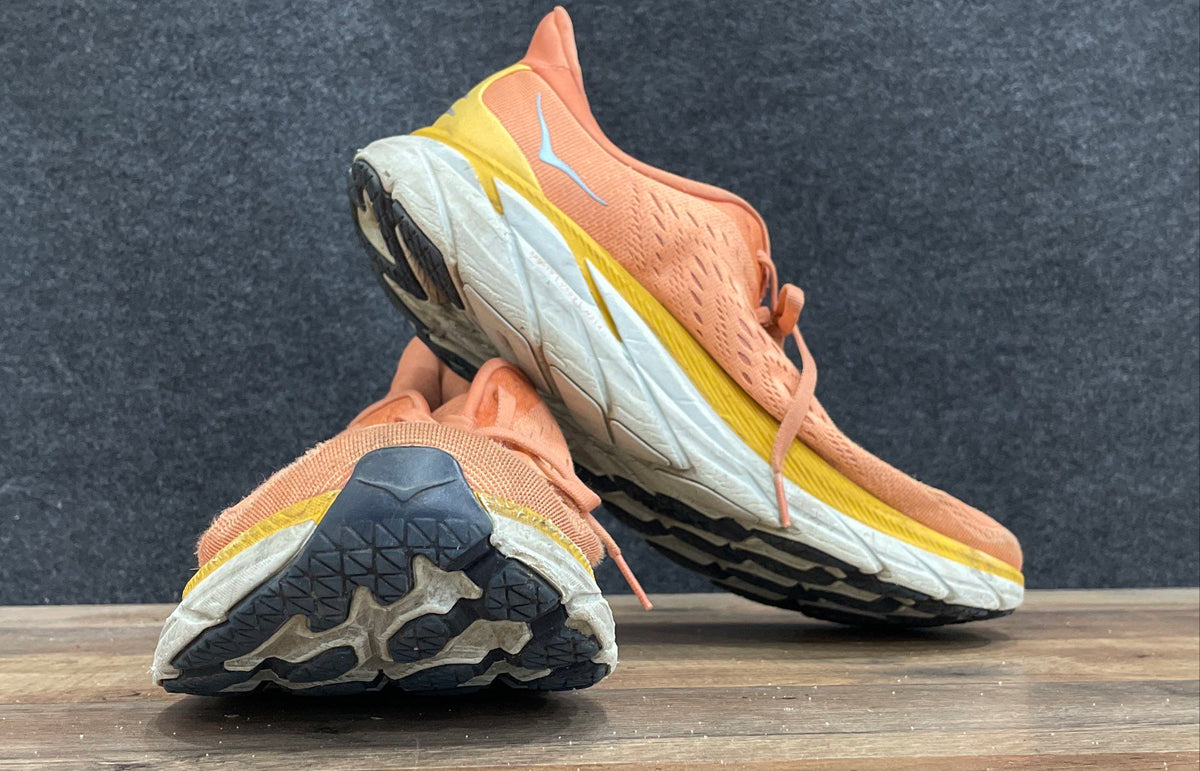Hoka Clifton 8 Orange Yellow White Women's Running Shoes Size 12B