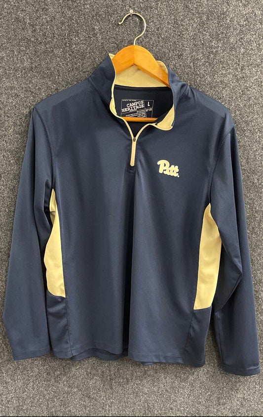 Men's Size L Blue Gold Campus Heritage Pittsburgh Panthers 1/4 Zip Pullover