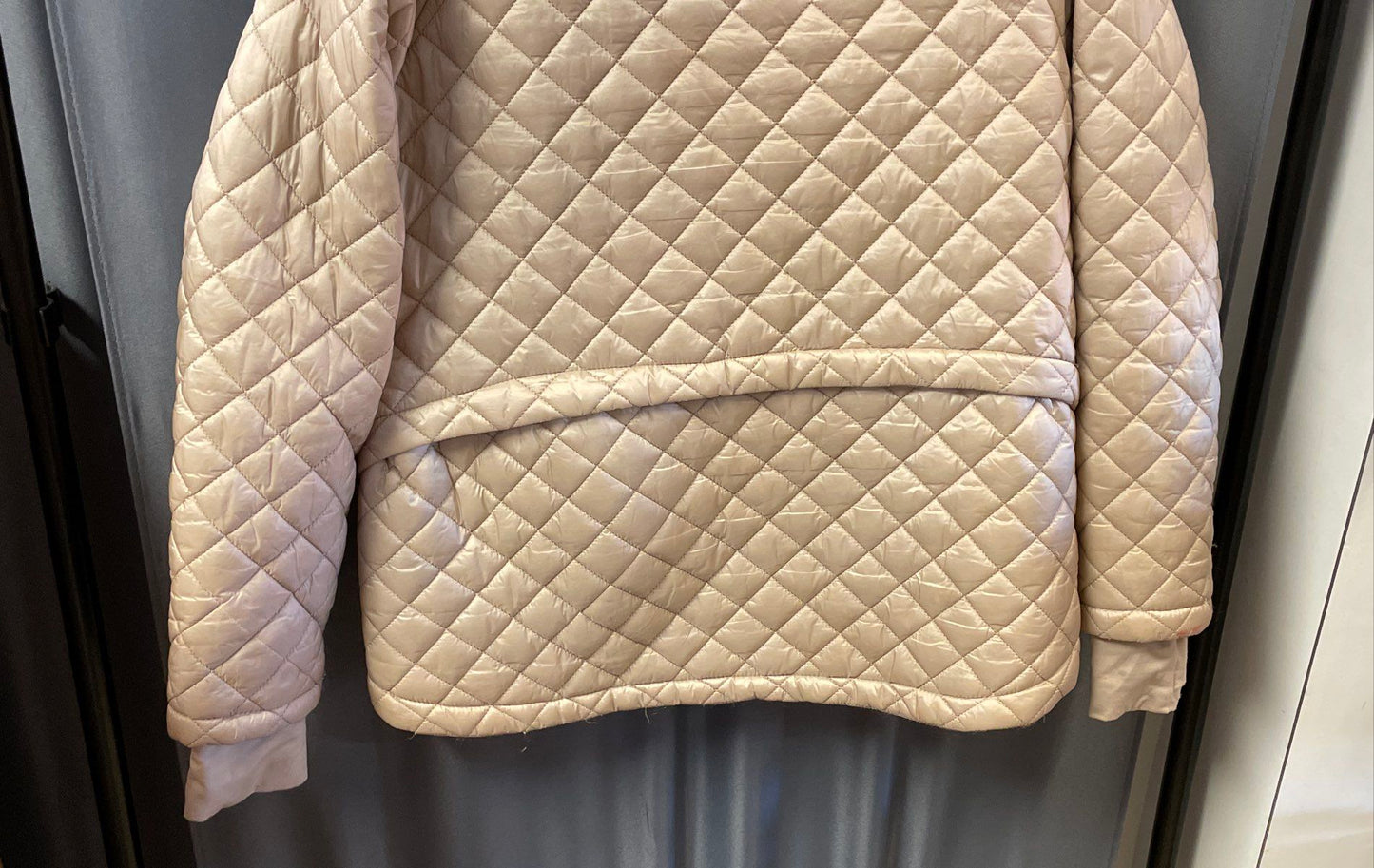 BCBGMAXAZRIA Women's Tan Quilted Puffer Jacket Hooded Eco-Friendly Fill Sz M