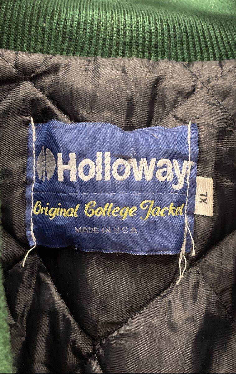 Vintage 90s Holloway Men's Green Erickson Air-Crane Varsity Jacket USA Made XL