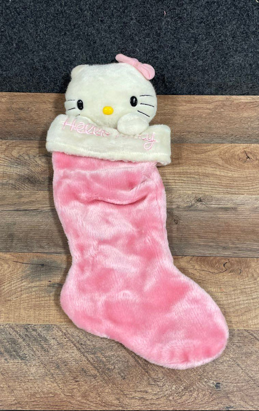 Sanrio Hello Kitty Pink Plush Christmas Stocking Faux Fur Holiday Decor Vintage