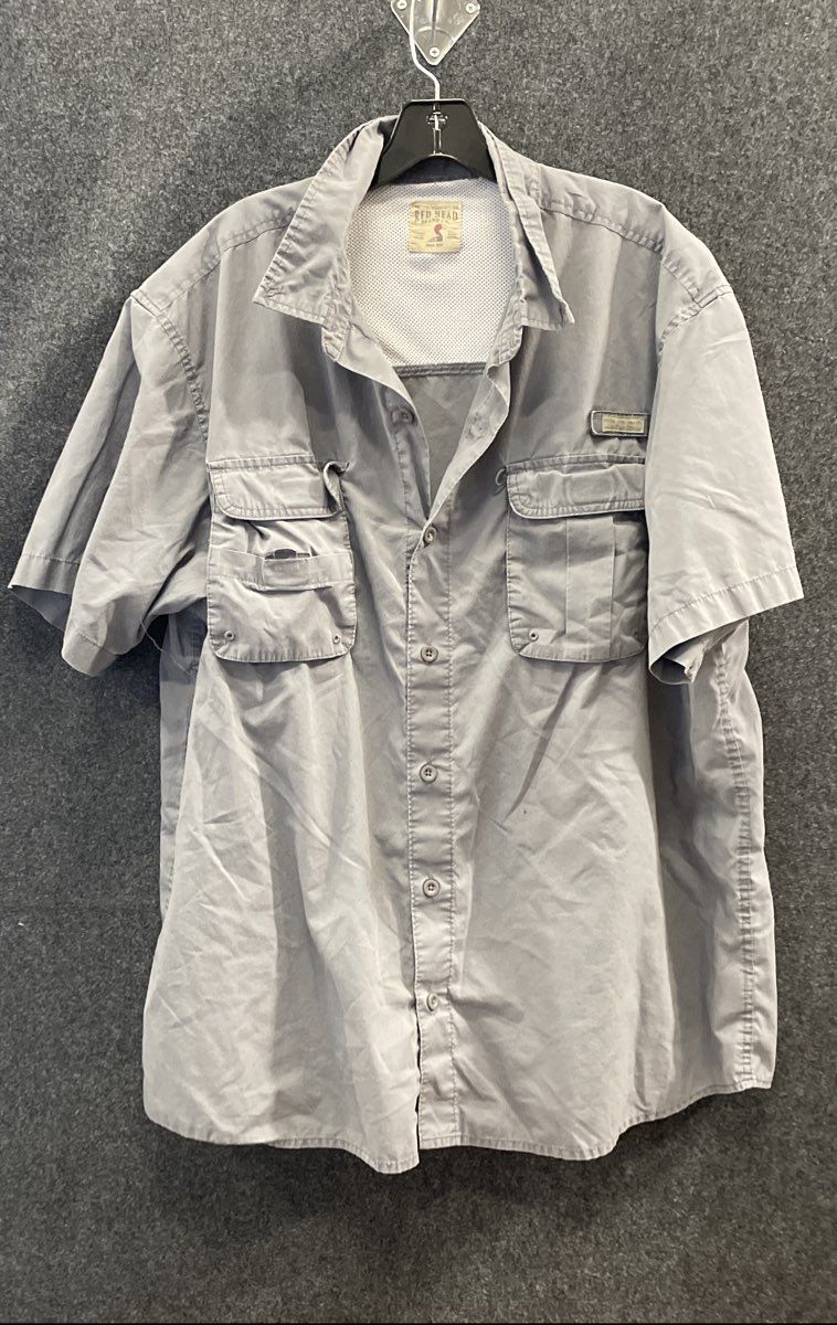 RedHead Men's Button Up Shirt Lot 2 Gray Short Sleeve Olive Long Sleeve Sz 2XL
