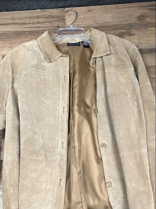 Relativity Women's Tan Genuine Suede Leather Button Front Jacket Size 2X