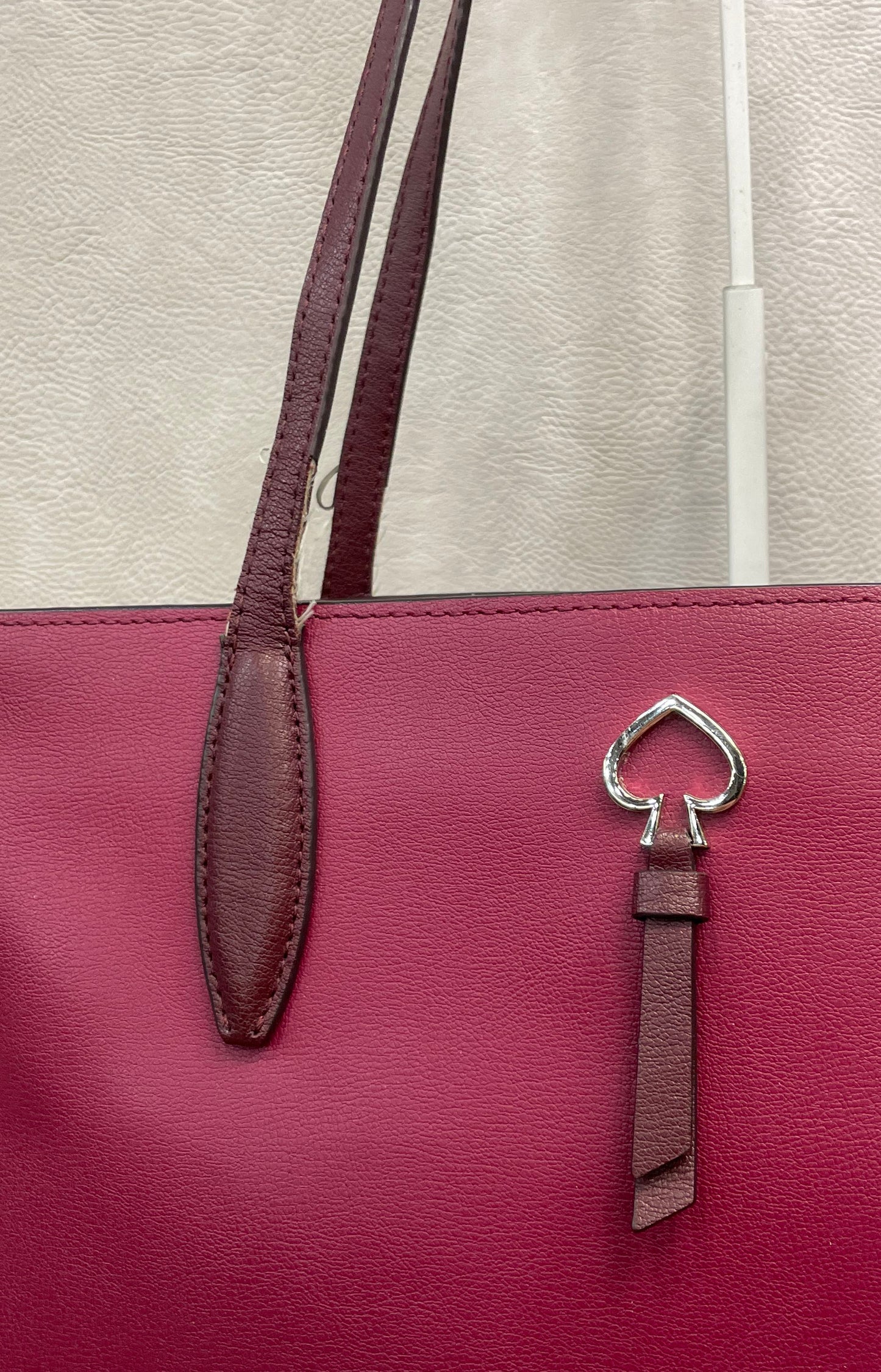 Kate Spade Cranberry Pebbled Leather Tote Bag and Matching Wallet Lot of 2