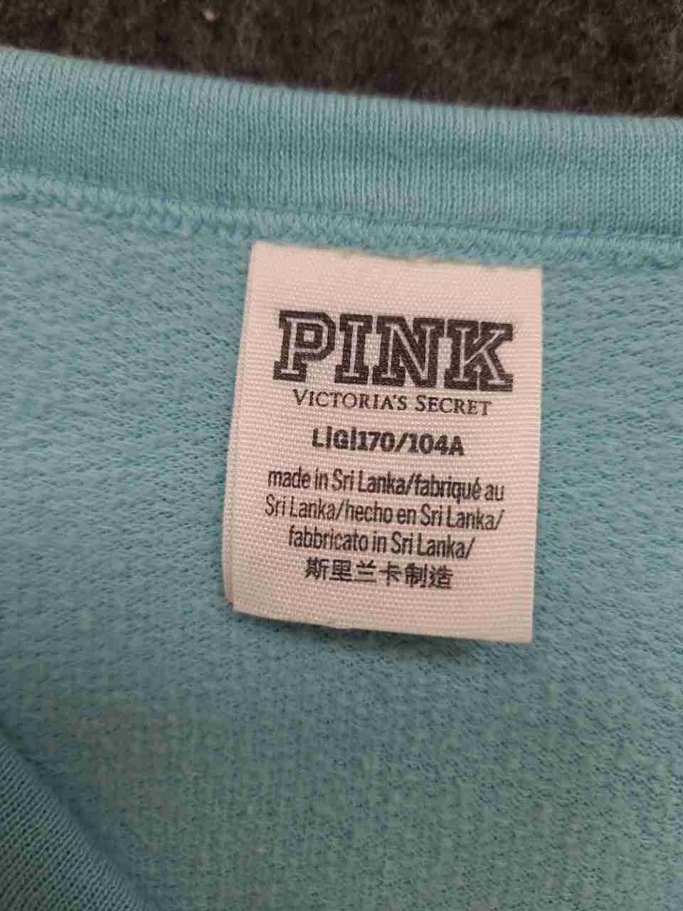 Victoria's Secret PINK Women's Aqua Mesh V-Neck Pink Nation Sweatshirt Sz L