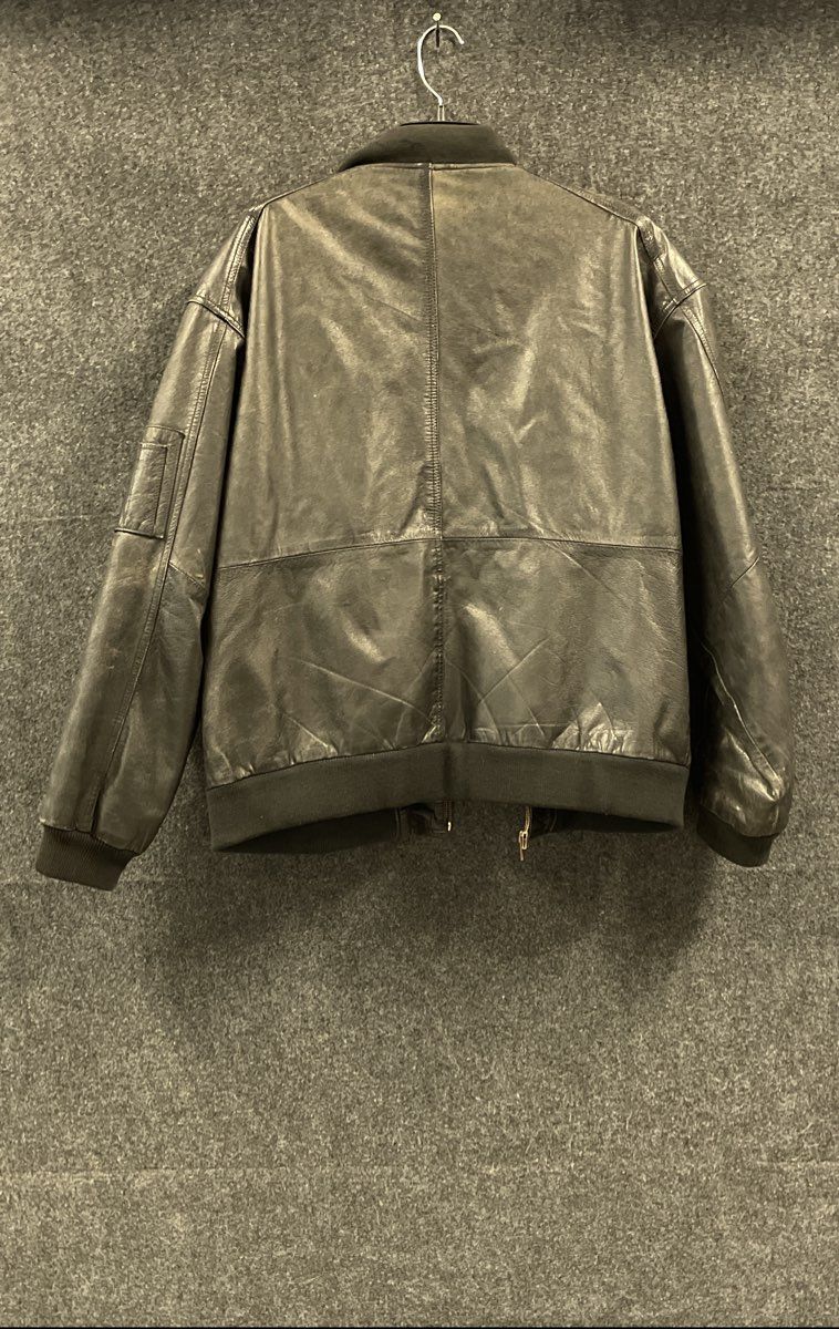 Vintage 90s Weekends Men's Black Genuine Leather Bomber Flight Jacket Sz L
