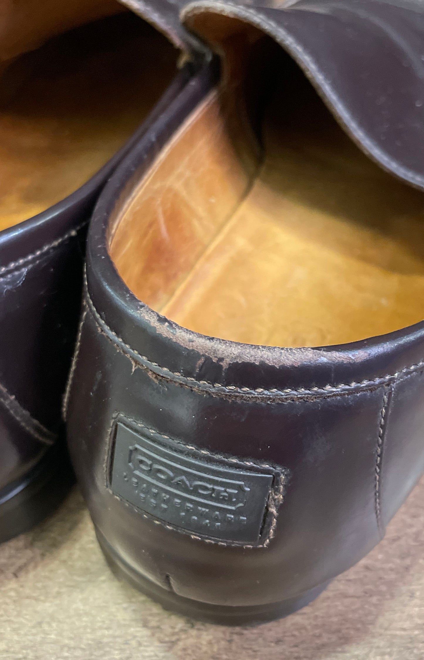 Coach Jerry Dark Brown Leather Moc Toe Loafers Made in Italy Men's Size 12D