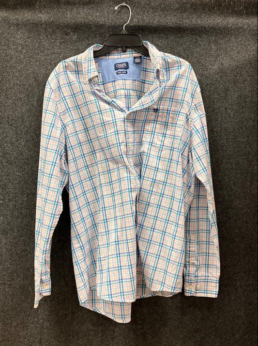 Chaps Men's Long Sleeve Button Down Shirts Lot of 3 Plaid Pinstripe Check Sz L