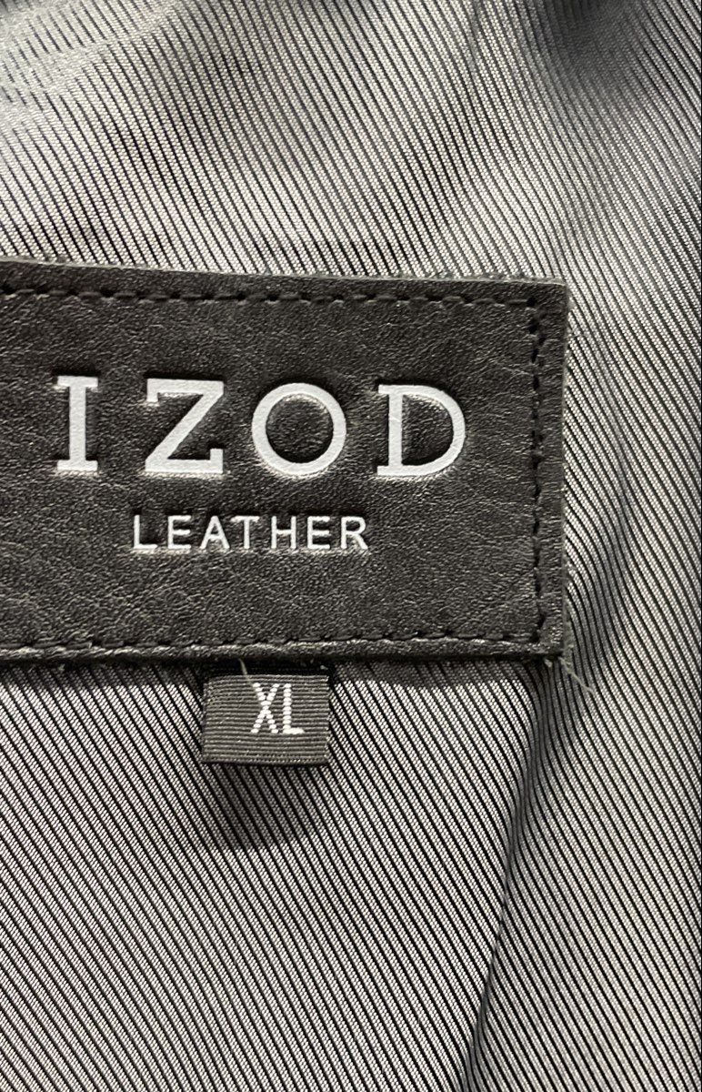Vintage Y2K Izod Women's Black Leather Belted Full Zip Car Coat Jacket Sz XL