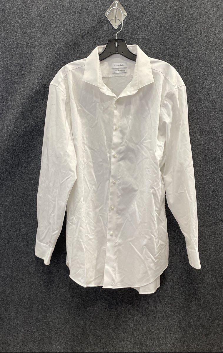 Calvin Klein Men's White Infinite Wrinkle Free Slim Fit Stretch Dress Shirt XL