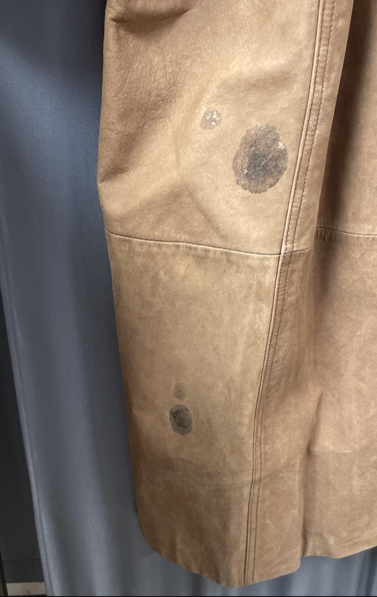 Vintage 90s G-III Men's Brown 100% Leather Long Trench Overcoat Sz 3X
