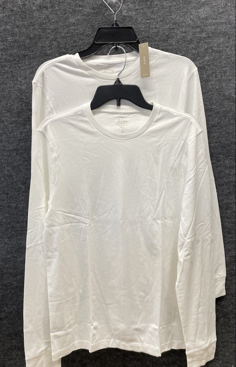 J.Crew Men's 2-Pack White Long Sleeve Broken-in Cotton T-Shirt Lot Sz S NWT