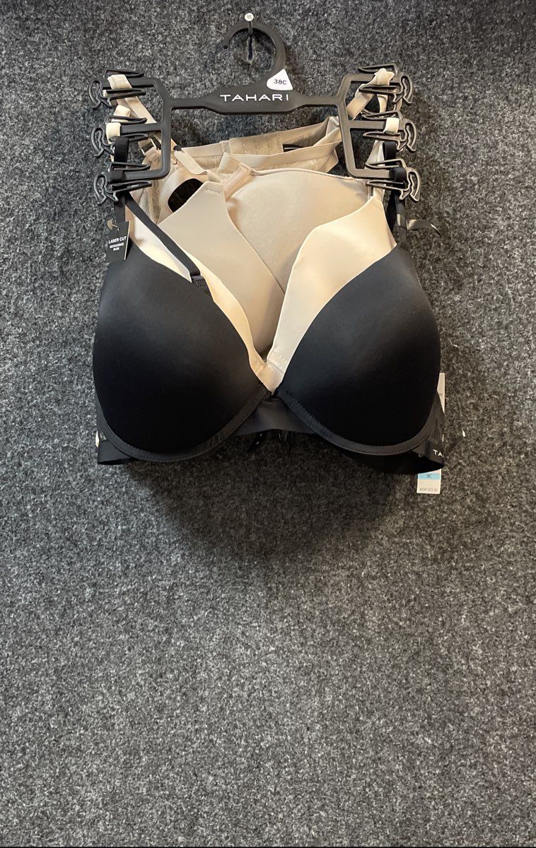 Tahari Women's Bra Set 3-Pack Black Beige White Laser Cut Underwire NWT Sz 38C