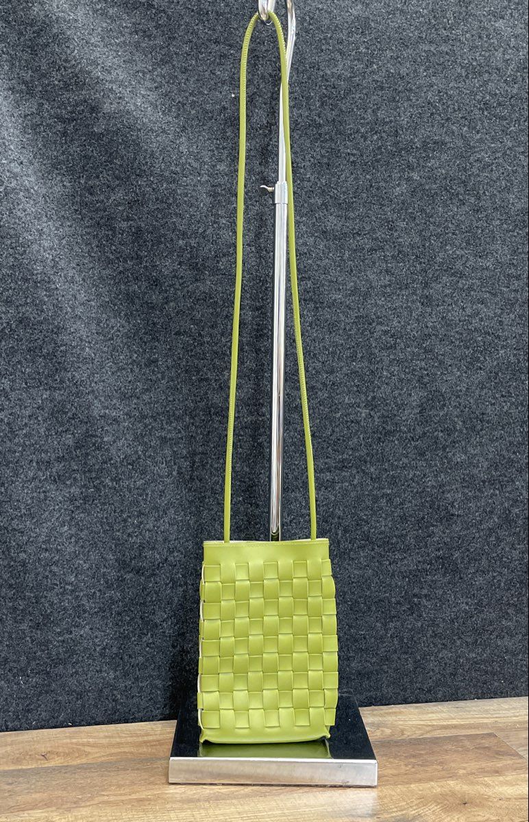 Unbranded Green Woven Leather Mini Crossbody Bag Small Shoulder Purse
