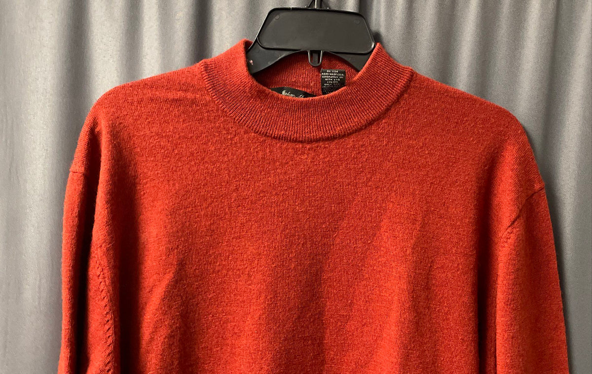 W.H. Belk Men's Scarlet Red Fine Italian Merino Wool Mock Neck Sweater Sz XL